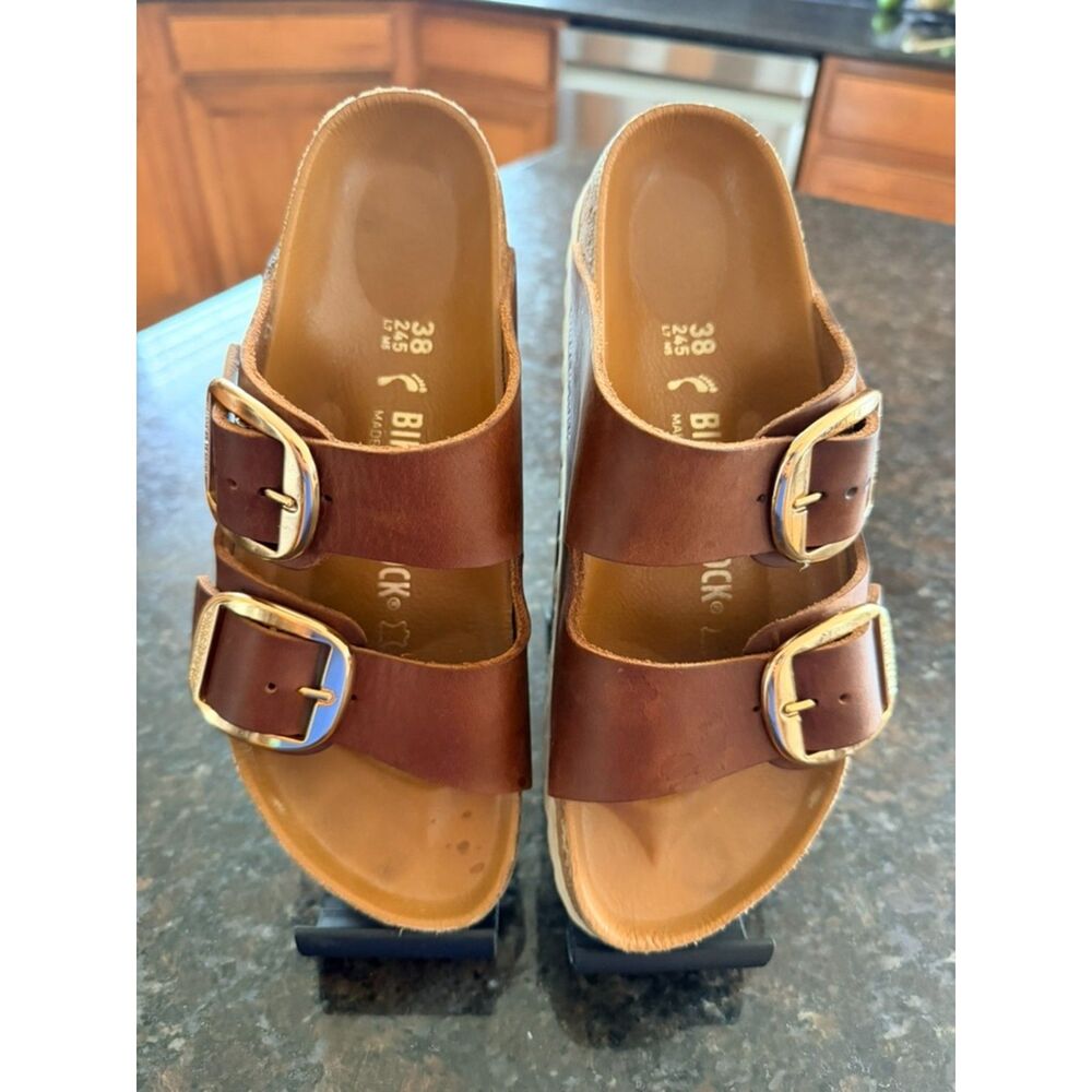 Birkenstock Arizona Big Buckle Cognac Oiled Leather Sandals EU 38N (L7/M5) - EUC